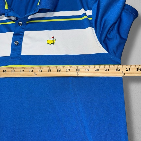 Masters Tech Shirt Mens Large Blue White Striped Short Sleeve Augusta Golf - Picture 4 of 6